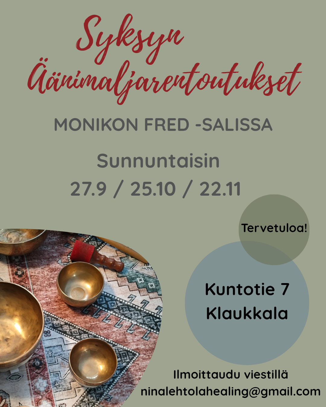 Äänimaljarentoutus Monikko Fred -sali Kuntotie 7 Klaukkala